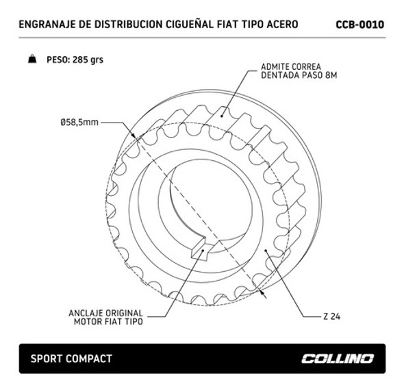 Engranaje Distribucion Acero Cigueñal Fiat Tipo Collino 1