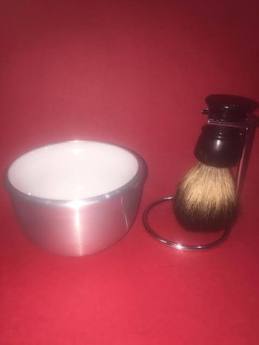 Pincel Pelo De Texugo +suporte +saboeira Termica Fret Gratis 1