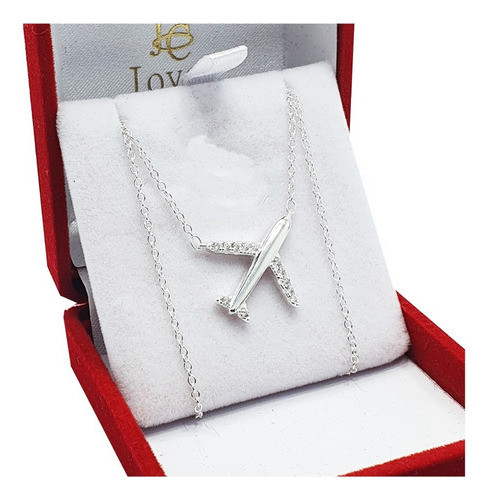 Conjunto De Plata 925  Viaje Avión 45 50cm Regalo Dama Jo 0