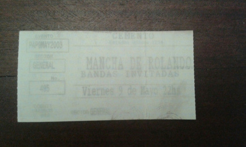 Entrada De Colección Mancha De Rolando - Cemento 2003 0