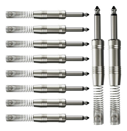 Kit 10 Conectores P10 Mola Mono Plug Macho Metal Wireconex 0