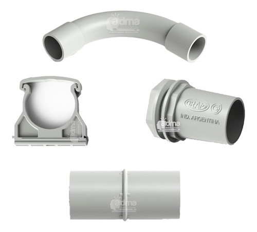 Kit Accesorios Caño Pvc 20mm Curva Grampa Union Conector 0