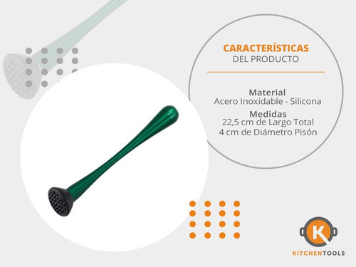 Pisón Color Barman Acero Inoxidable Punta Nylon 1