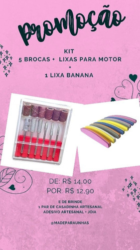 Kit 5 Brocas + Lixa Para Motor + 1 Lixa Banana 0