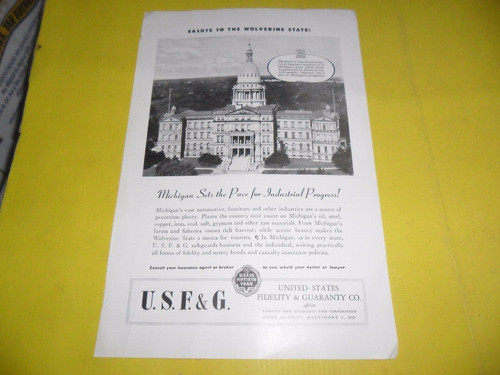 Antigua Publicidad 1946 United States Fidelity Y Guaranty Co 0