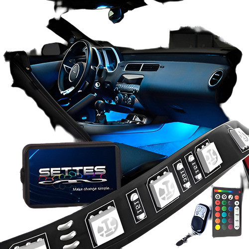 4pc Full Color Rgb Coche Interior Llevó La Luz Kit Pie Piso 0