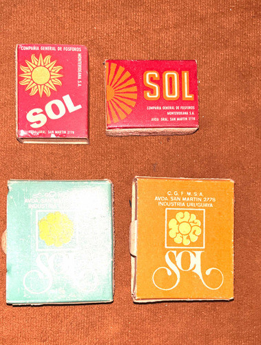 Cajas De Fósforos Antiguos De Colección Uruguay Sol 0