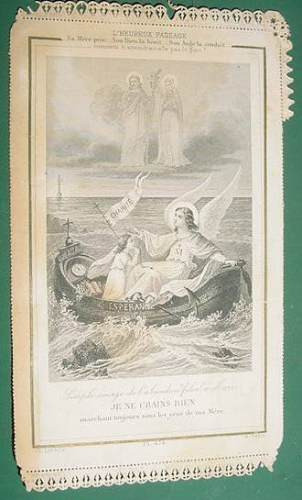 Tarjeta Religion Grabado Petit Enfant Marie Letaille Paris 0