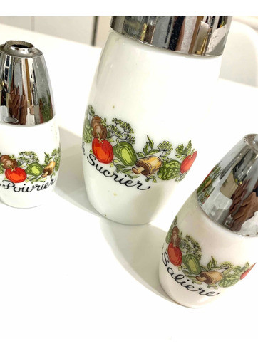 Set Vintage Cocina Salero Azucarera Pimienta Bazar Frasco X3 1