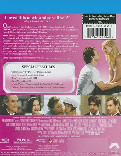 Blu-ray How To Lose A Guy In 10 Days / Como Perder Un Hombre 1