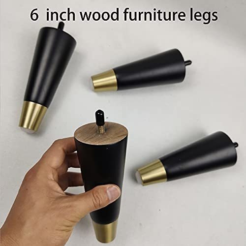 4 Patas De Madera Para Muebles Altura 15.2cm - Negro 1