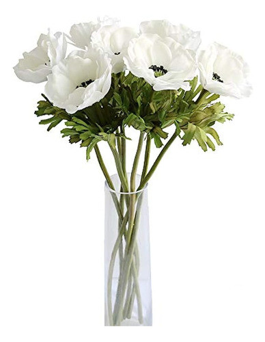 7 Piezas De Flores Artificiales De Anémona Flor De Seda De T 0