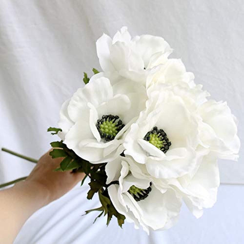 7 Piezas De Flores Artificiales De Anémona Flor De Seda De T 1