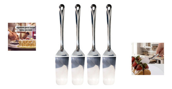 Kit 4 Espátula Pá De Bolo Torta Cortar Servir Confeitaria 1