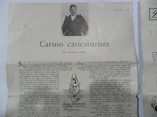 Enrico Caruso Caricaturista Ernesto Velez Caricatura 0