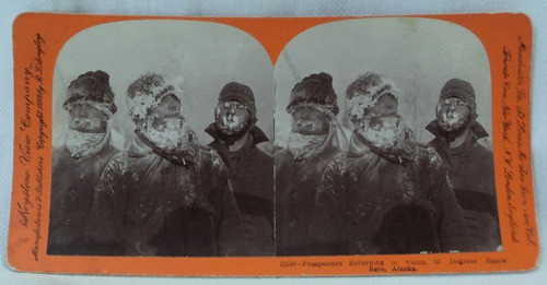 Foto Estereoscopica  Antigua Alaska 62º Bajo Cero Nieve B10 0