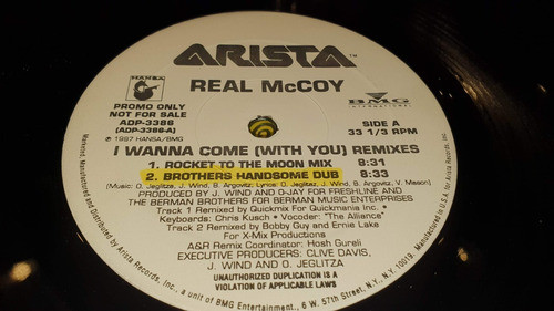 Real Mccoy I Wanna Come (with You) Remixes Vinilo Maxi Promo 1