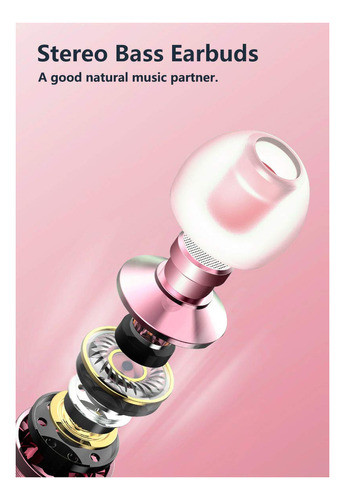 Auriculares De Oro Rosa Con Cable En La Oreja, Auriculares E 1