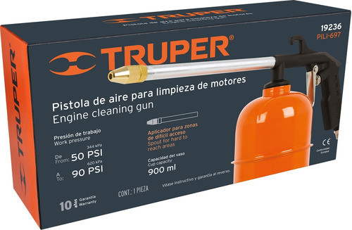 Pistola Para Limpieza De Motores Vaso Aluminio 900ml Truper 1