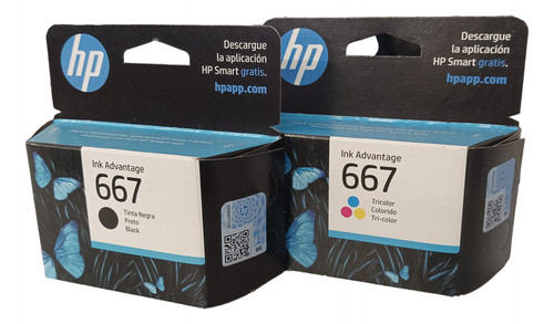 Kit X2 Cartuchos Originales + Resma A4 Hp 667 Impresora 2375 1