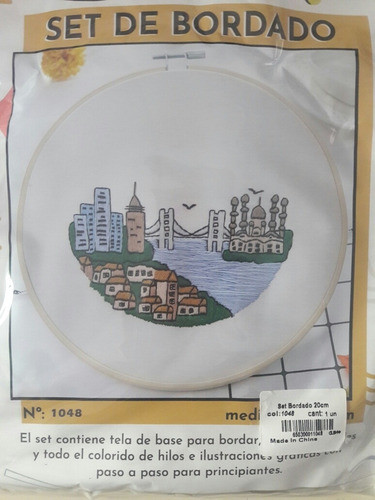 Set De Bordado Bastidor Tela Base Hilos Agujas Y Diseño 20cm 0