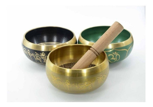 Cuenco Tibetano 7 Metales Tallado 13,5 Cm * Incluye Baqueta 1