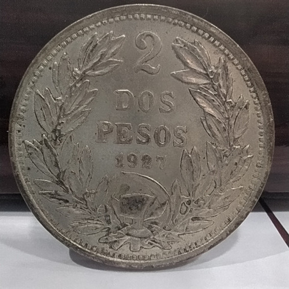 Antigua Moneda De Plata 2 Pesos Chile 1927 Km# 172 0