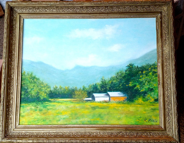 Cuadro Al Óleo Paisaje De Campo Con Marco Muy Antiguo 0 Cuadro Al Óleo Paisaje De Campo Con Marco Muy Antiguo 0