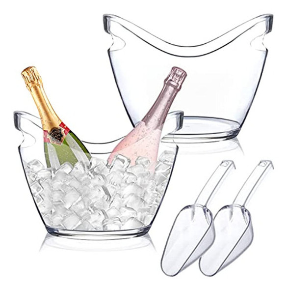 Cubitera 2 Piezas 4 Litros Tina De Bebidas Champagne Cubo De 0