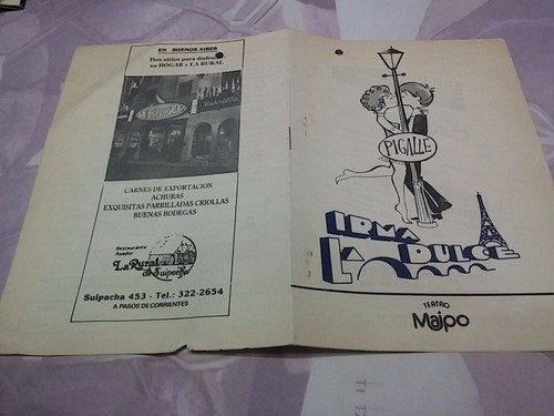 Programa Teatro Maipo Irma La Dulce Pigalle Brando Kraus 0