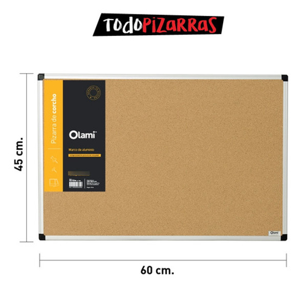 Pizarra Corcho Con Marco De Aluminio 45 X 60 Cm. 1