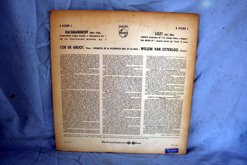 Liszt Rachmaninoff Cor De Groot W. Van Otterloo Vinilo Lp 1