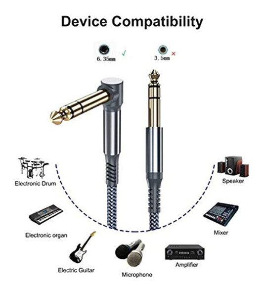 Cable De Instrumento Trs De 1/4 Pulgada, Paquete De 2 De 20 1