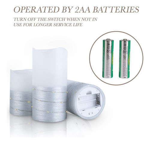 Bemoment - Juego De 3 Velas Parpadeantes Sin Llama (3 Pulgad 1