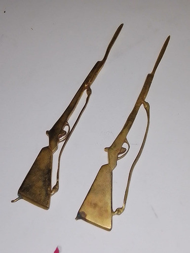 Fusil Rifle Miniatura Metal Dorado Trofeo Insignia Uniforme 0