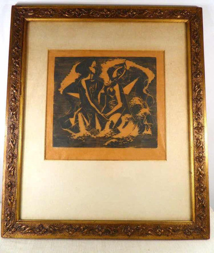Xilografía De Ideal Sánchez -  Marco Francés De Colección. 1