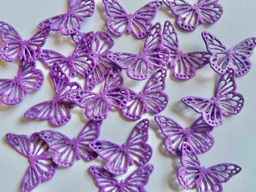 25 Mariposas Goma Eva Brillantina Tarjetas Souvenir 4 O 5 Cm 1