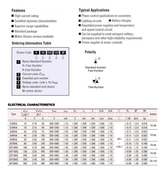 2 Tiristor Scr 25ria120 25a 1200v (m6x1) 1