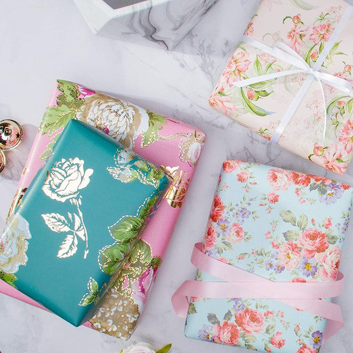 Ruspepa Hojas De Papel De Regalo - Diseño Floral Perfecto Pa 1