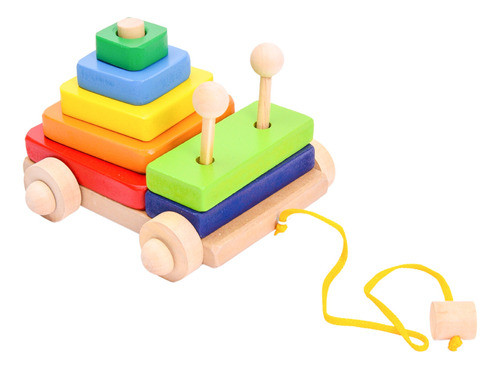 Juguete Bloques Madera Didáctico Arrastre Rodante Encastre 0