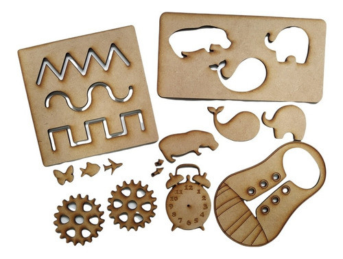 Kit Fibrofacil Didáctico Engranajes Enhebrador Letras Numero 0