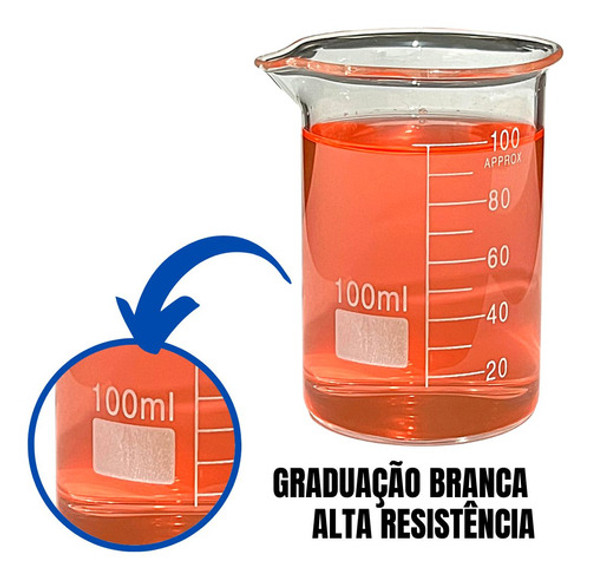 Copo Becker Vidro Boro 3.3 100ml Forma Baixa - 10 Unidades 1