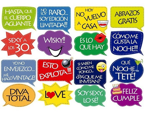 Kit Imprimible Photo Props Cumple De 30 Cartelitos 25 Frases 1