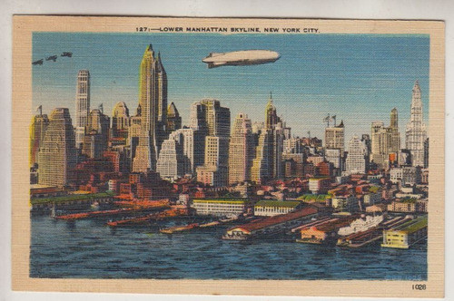 Antigua Postal Graf Zeppelin Sobre Nueva York Usa Vintage 0