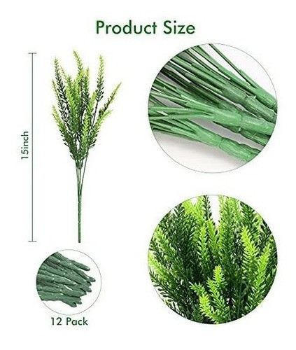 12 Flores Artificiales De Lavanda Realista - Verde 1