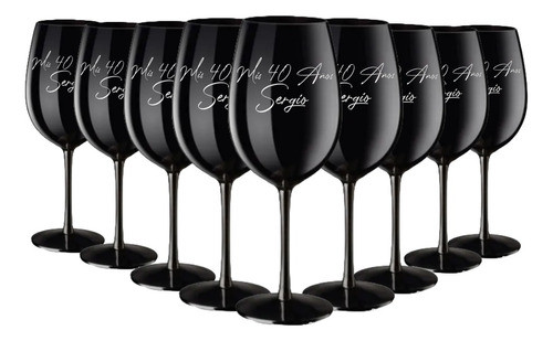 Copas De Vino Souvenir Grabadas Personalizadas Negras 10 Un 0