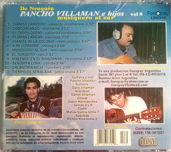 Cd P. Villaman E Hijos  Musiquero Al Sur Vol.8 1