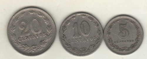 Argentina Niqueles De 5, 10 Y 20 Centavos Año 1924 1
