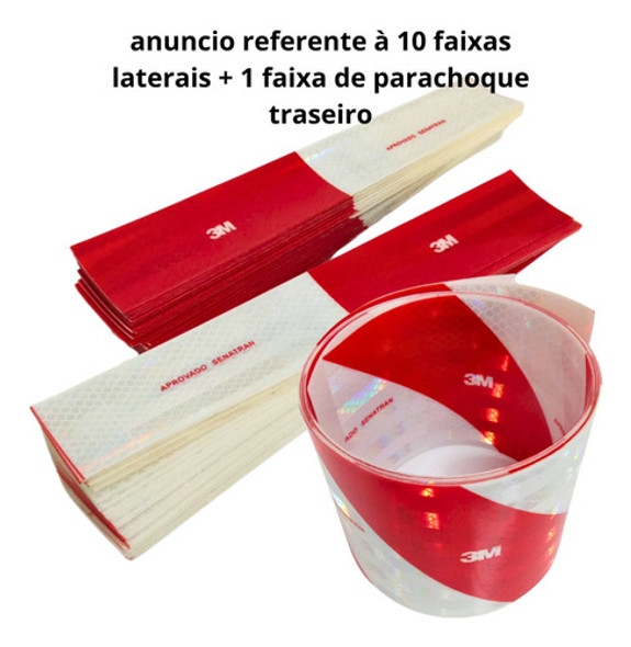 Kit 10 Faixa Refletiva Lateral + Parachoque 3m Bau Van 1