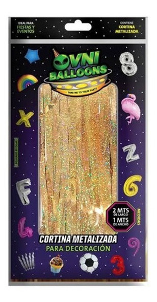 Cortina Metalizada Para Decoración Y Fiestas Oro Holográfico 0